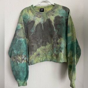 BDG Green and Gray Tie-Dye Sweatshirt